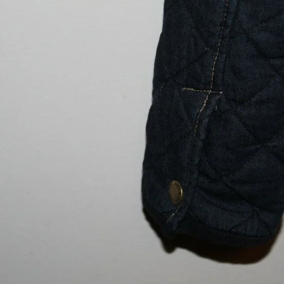 Lauren Ralph Lauren Quilted Denim Barn Jacket Corduroy Trim Collar Medium HW9832 - Picture 9 of 12